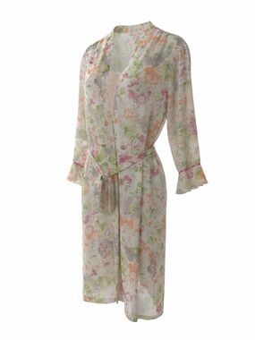 Oscar de la Renta Pink Label Vintage Spring Fling Floral Sheer Robe